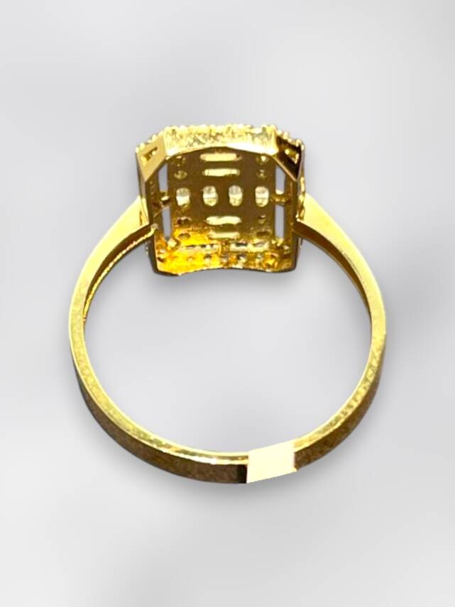 14 Ayar Altın Toz Baget Yüzük - 7