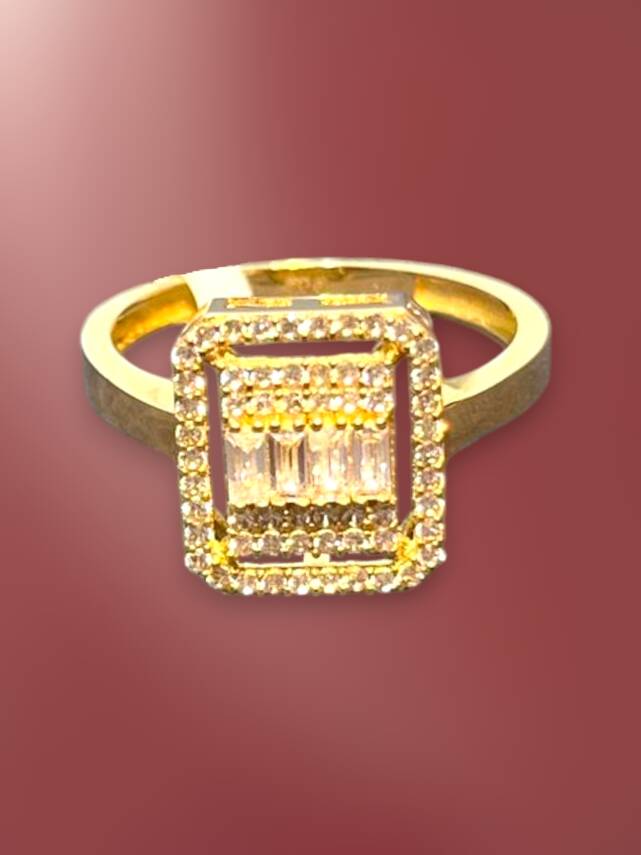 14 Ayar Altın Toz Baget Yüzük - 2