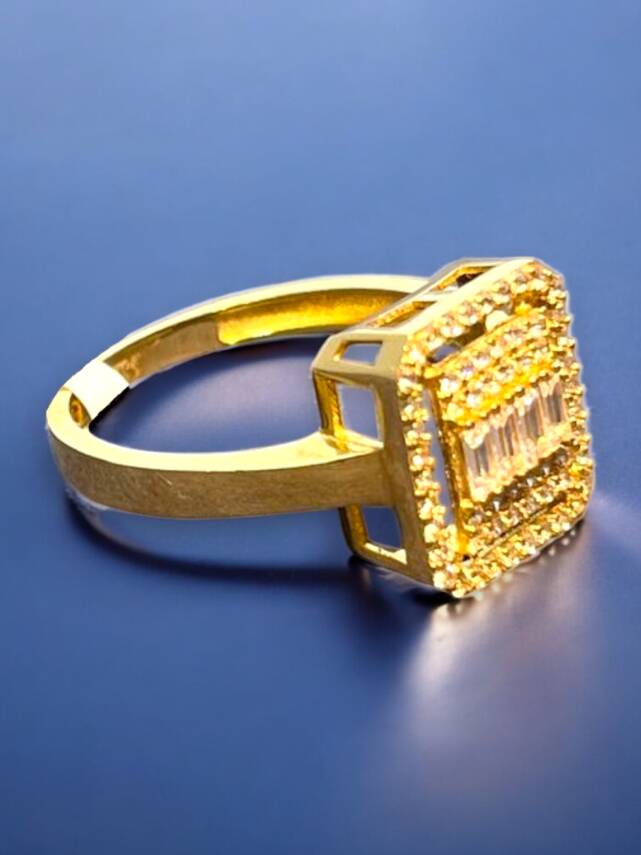 14 Ayar Altın Toz Baget Yüzük - 4