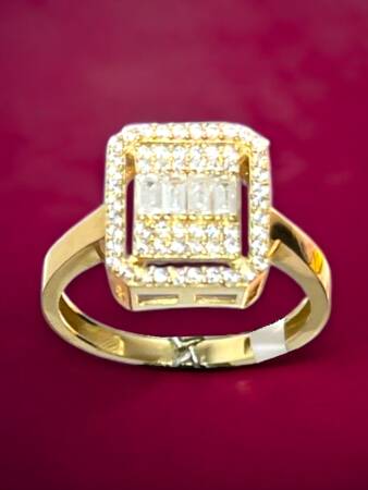 14 Ayar Altın Toz Baget Yüzük - 