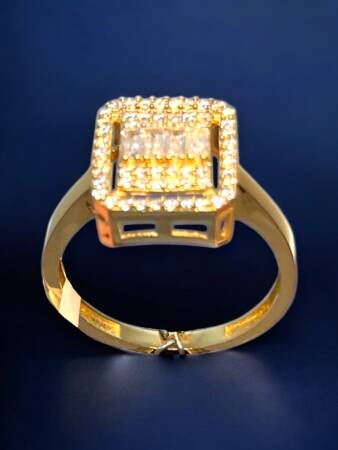 14 Ayar Altın Toz Baget Yüzük - 5