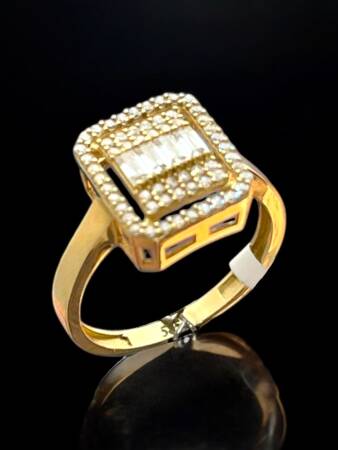 14 Ayar Altın Toz Baget Yüzük - 3