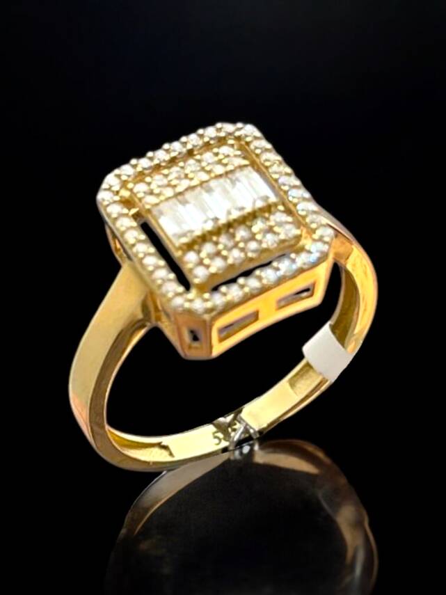 14 Ayar Altın Toz Baget Yüzük - 3