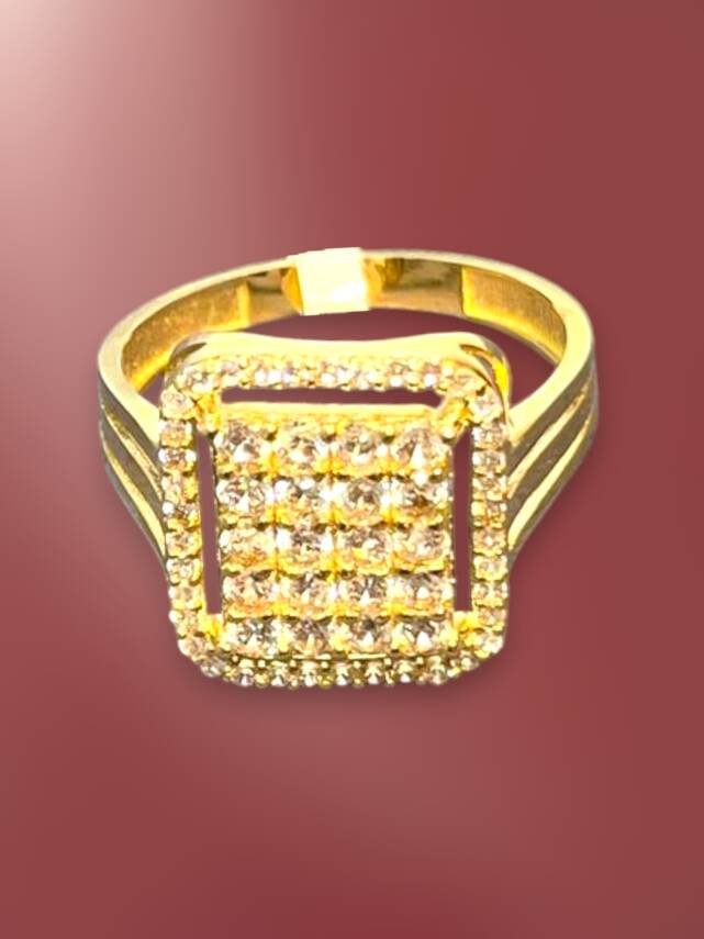 14 Ayar Altın Toz Baget Yüzük - 5