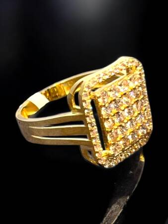 14 Ayar Altın Toz Baget Yüzük - 3