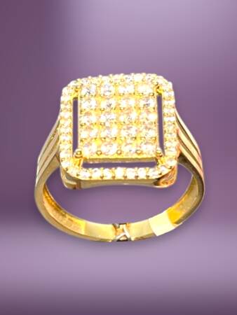 14 Ayar Altın Toz Baget Yüzük - 2