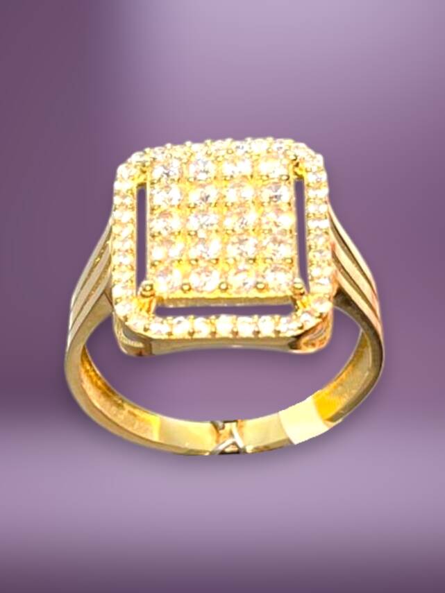 14 Ayar Altın Toz Baget Yüzük - 2