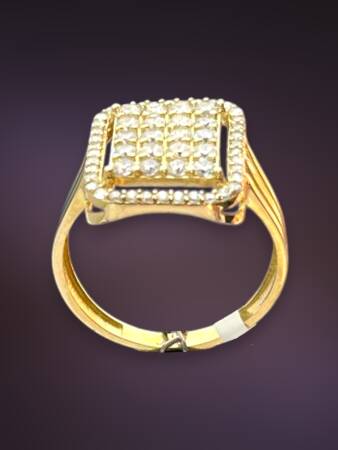 14 Ayar Altın Toz Baget Yüzük - 6