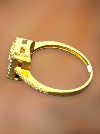 14 Ayar Altın Toz Baget Yüzük - 3