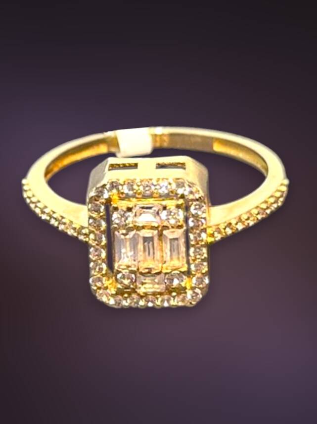 14 Ayar Altın Toz Baget Yüzük - 1