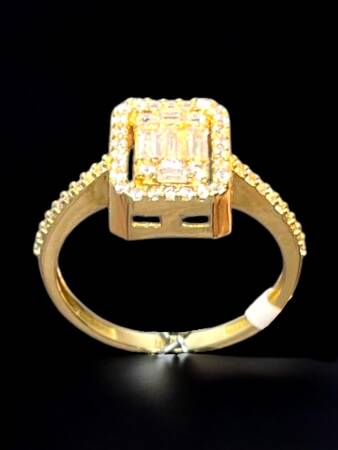 14 Ayar Altın Toz Baget Yüzük - 4