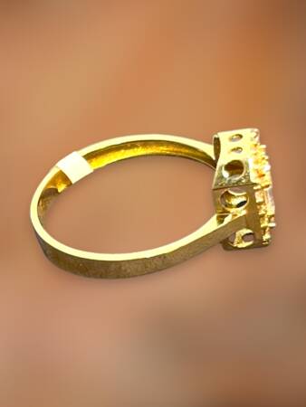 14 Ayar Altın Toz Baget Yüzük - 7