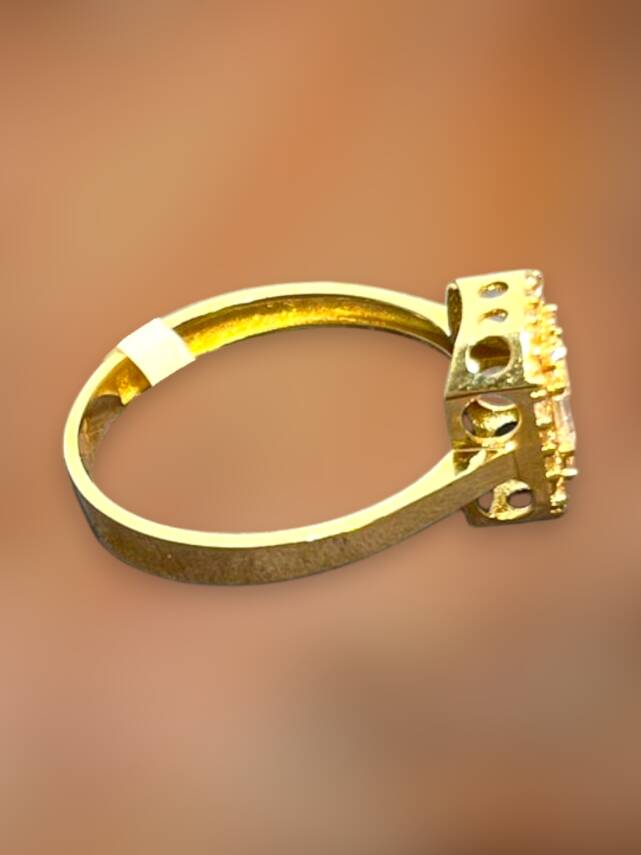 14 Ayar Altın Toz Baget Yüzük - 7