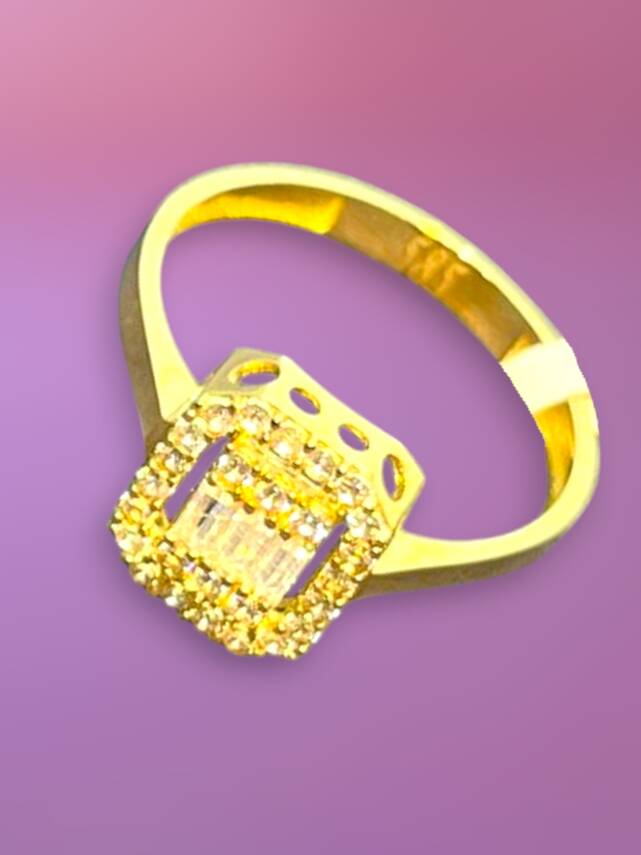 14 Ayar Altın Toz Baget Yüzük - 5