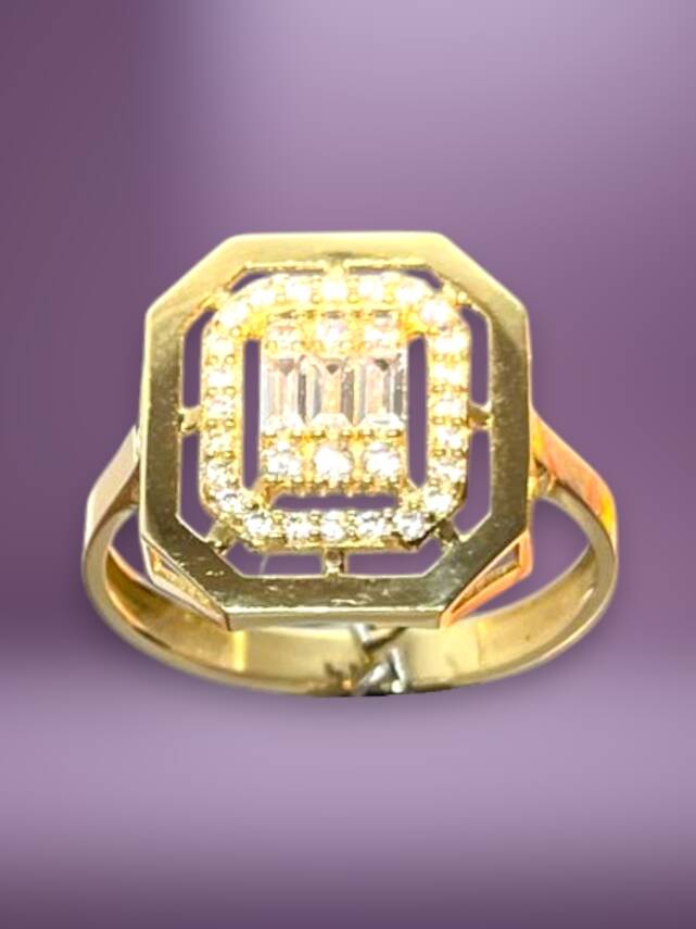 14 Ayar Altın Toz Baget Yüzük - 2