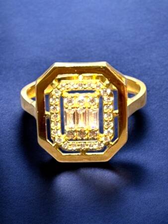 14 Ayar Altın Toz Baget Yüzük - 