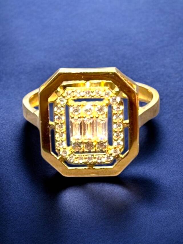 14 Ayar Altın Toz Baget Yüzük - 1