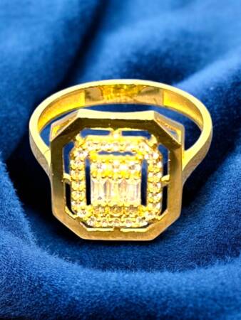 14 Ayar Altın Toz Baget Yüzük - 5