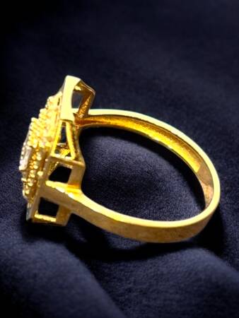 14 Ayar Altın Toz Baget Yüzük - 7