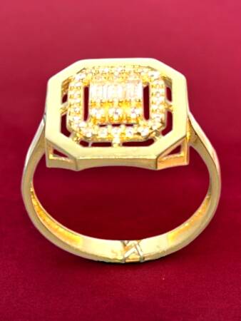 14 Ayar Altın Toz Baget Yüzük - 6