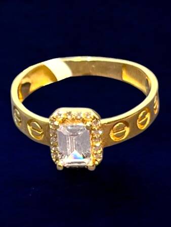 14 Ayar Altın Vidalı Baget Yüzük - 2