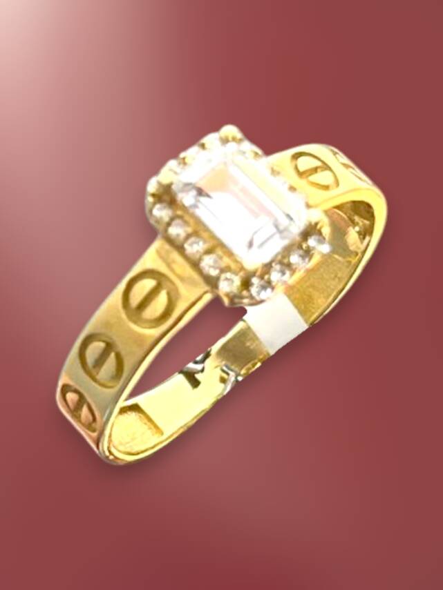 14 Ayar Altın Vidalı Baget Yüzük - 3