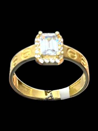 14 Ayar Altın Vidalı Baget Yüzük - 5