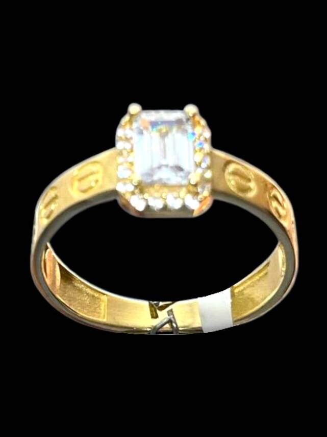 14 Ayar Altın Vidalı Baget Yüzük - 5