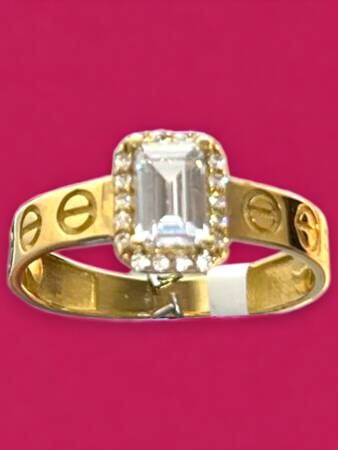 14 Ayar Altın Vidalı Baget Yüzük - 