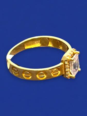 14 Ayar Altın Vidalı Baget Yüzük - 6