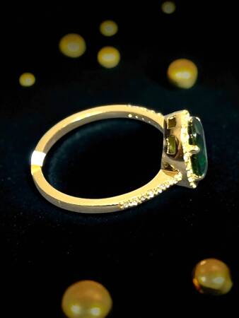 14 Ayar Altın Yeşil Taşlı Yüzük - 7