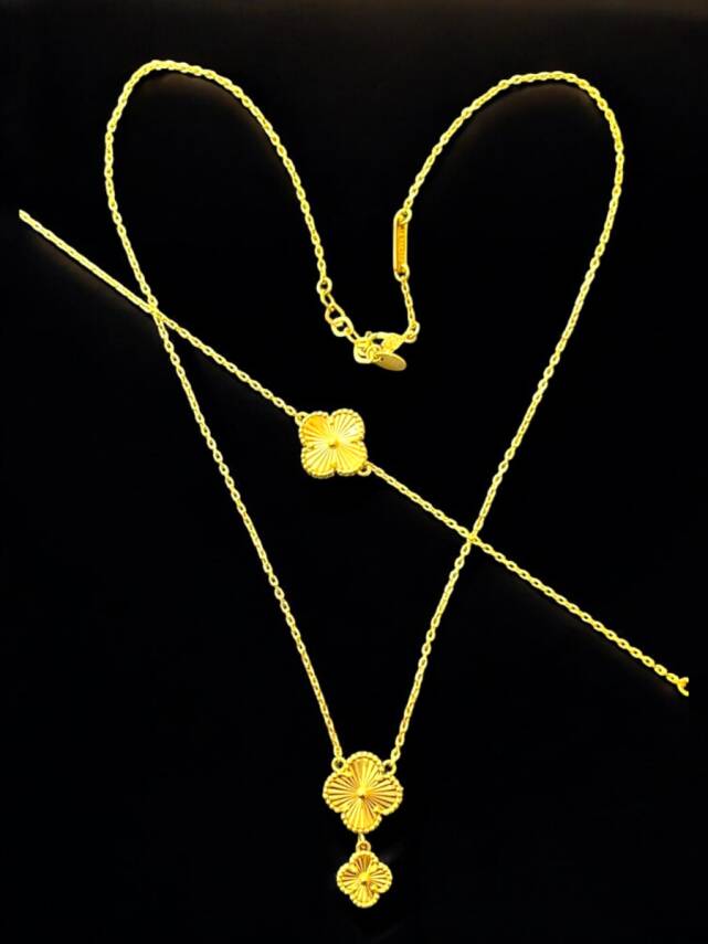 14 Ayar Altın Yonca Kolye ve Bileklik Set - 6