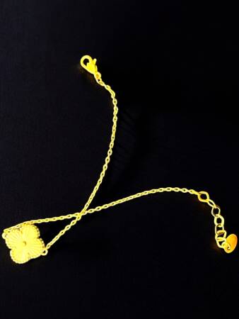 14 Ayar Altın Yonca Kolye ve Bileklik Set - 9