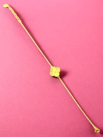 14 Ayar Altın Yonca Kolye ve Bileklik Set - 5