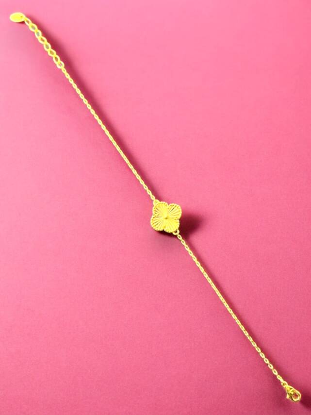 14 Ayar Altın Yonca Kolye ve Bileklik Set - 5