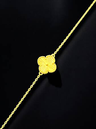 14 Ayar Altın Yonca Kolye ve Bileklik Set - 2