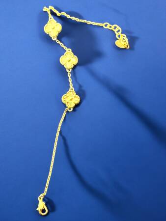 14 Ayar Altın Yonca Kolye ve Bileklik Set - 7