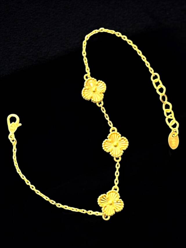 14 Ayar Altın Yonca Kolye ve Bileklik Set - 9