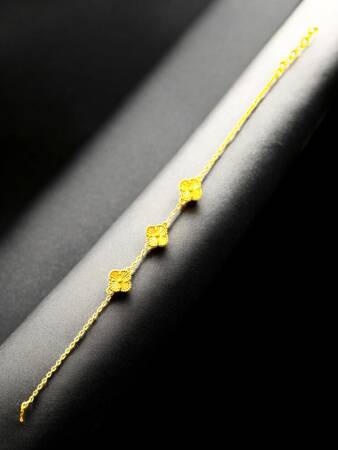 14 Ayar Altın Yonca Kolye ve Bileklik Set - 6