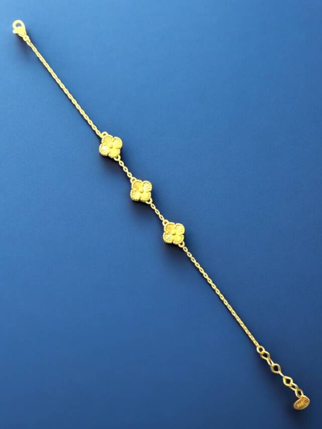 14 Ayar Altın Yonca Kolye ve Bileklik Set - 2