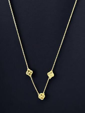 14 Ayar Altın Yonca Kolye ve Bileklik Set - 