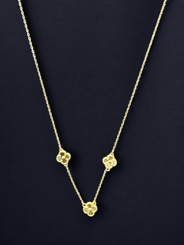 14 Ayar Altın Yonca Kolye ve Bileklik Set - 1