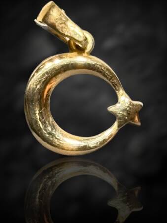 14 Ayar Ay Yıldız Kolye Ucu - 3