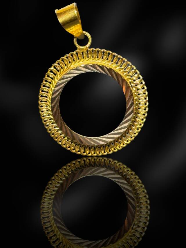 14 Ayar Çeyrek Altın Çerçeve Kolye Ucu - 3