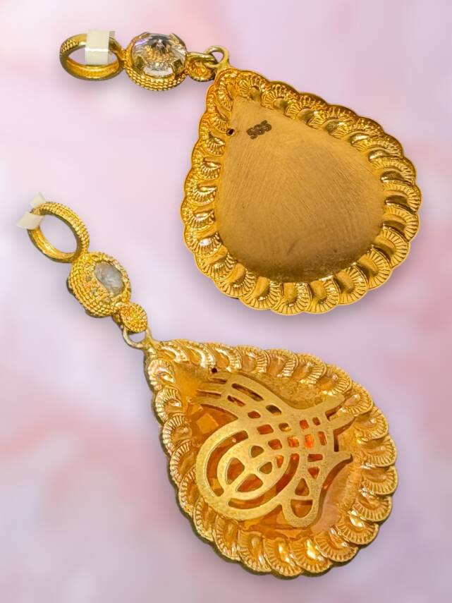 14 Ayar Damla Tuğra Kolye Ucu - 3