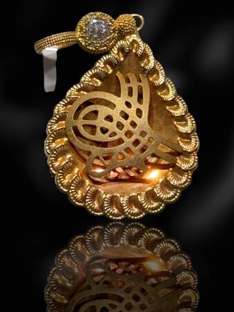 14 Ayar Damla Tuğra Kolye Ucu - 2