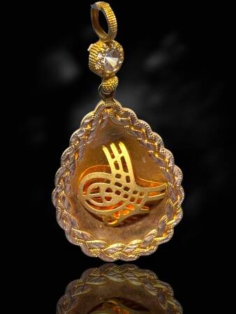 14 Ayar Damla Tuğra Kolye Ucu - 3