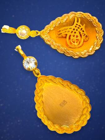 14 Ayar Damla Tuğra Kolye Ucu - 2