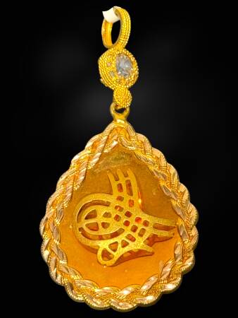 14 Ayar Damla Tuğra Kolye Ucu - 