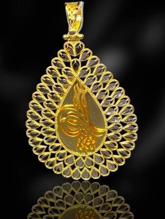 14 Ayar Damla Tuğra Kolye Ucu - 